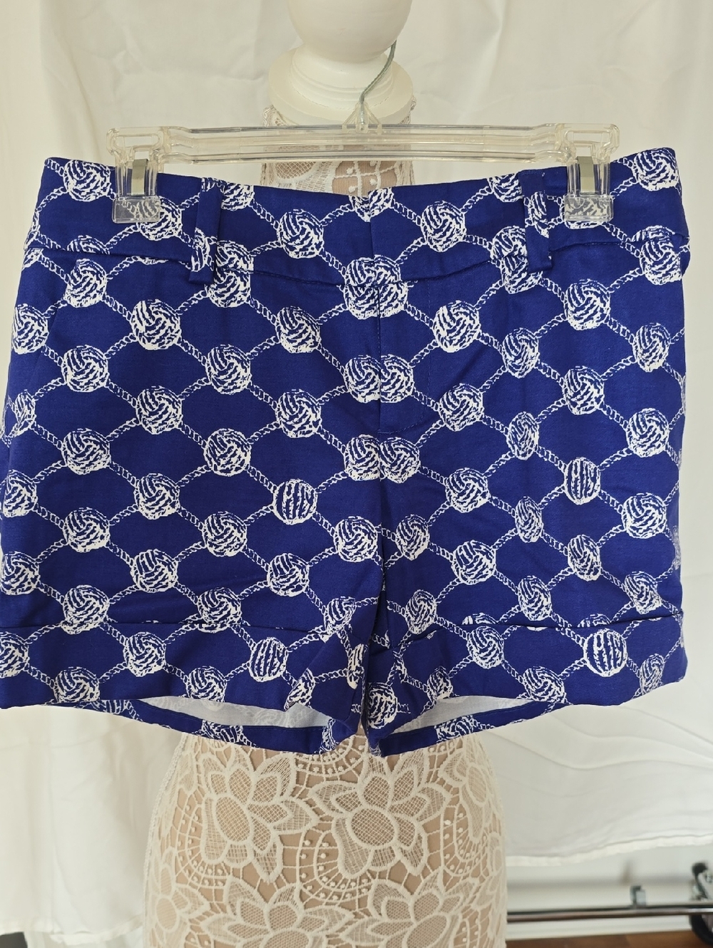 Lilly Pulitzer Royal Blue Knot-Chain Print High Waist Shorts
